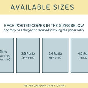 K&ouml;nnte beinhalten: Eine Tabelle mit den verf&uuml;gbaren Gr&ouml;&szlig;en f&uuml;r Poster. Die Gr&ouml;&szlig;en sind wie folgt aufgef&uuml;hrt: A4 (8,3 x 11,7 Zoll), A3 (8,3 x 11,7 Zoll), Verh&auml;ltnis 2:3 (24 x 36 Zoll), Verh&auml;ltnis 3:4 (18 x 24 Zoll) und Verh&auml;ltnis 4:5 (16 x 20 Zoll).