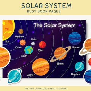 Printable Solar System Busy Book, Planets Quiet Book, Toddler Busy Book, Kindergarten and Preschool Classroom, Montessori & Homeschool