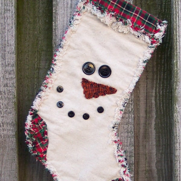 Snowman Face Rag Quilt Stocking e pattern PDF digital pattern