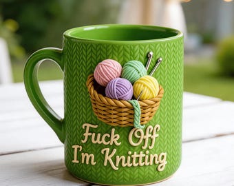 Caneca de Tricô Divertida | Caneca de Café "Estou Tricotando" | Presente Criativo de Natal | Caneca de Cerâmica para Amantes do Tricô | Presente de Arte Moderna para Tricoteiro