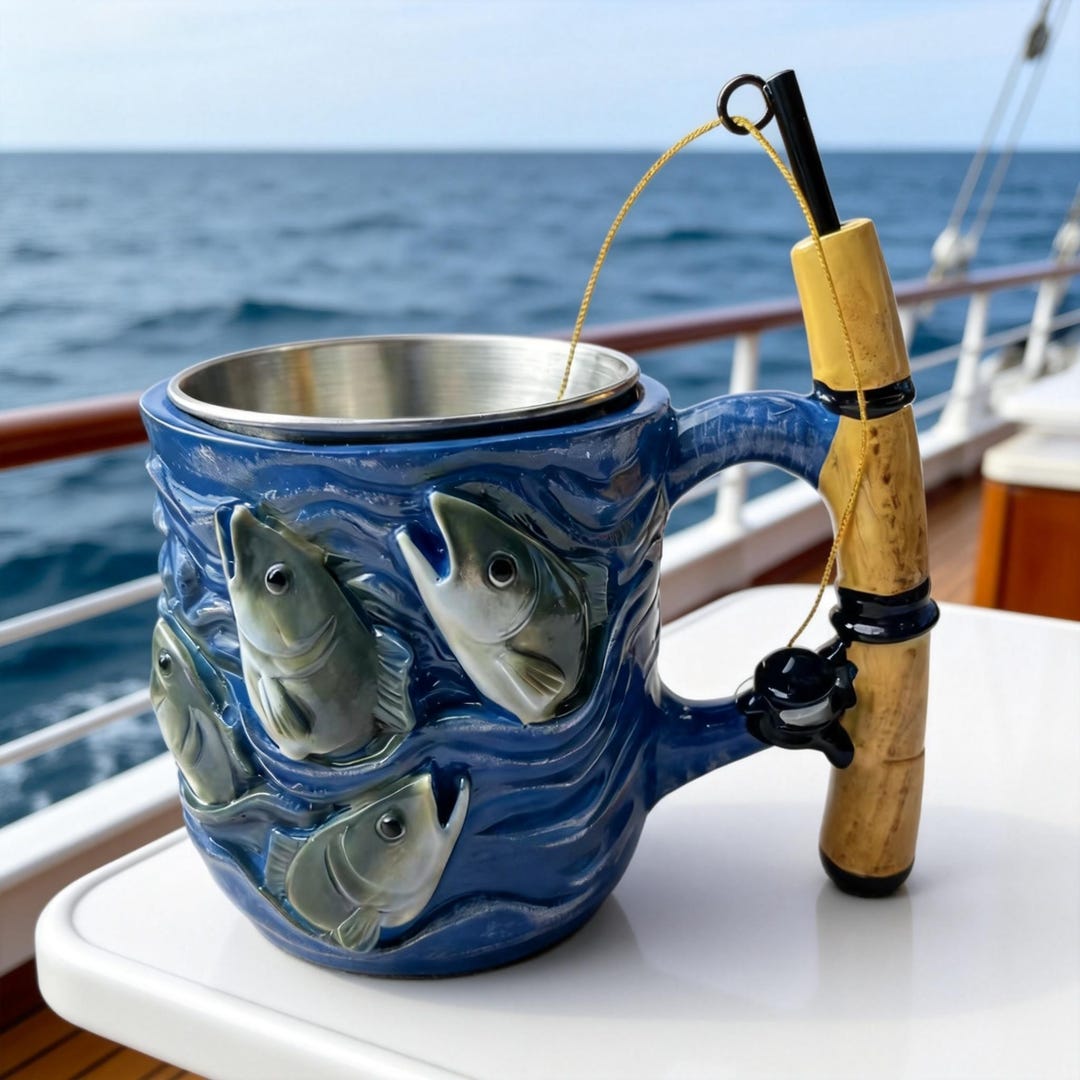 Fisherman Gift Mug | Angler Dream Cup With Liner | Funny Fishing Coffee ...