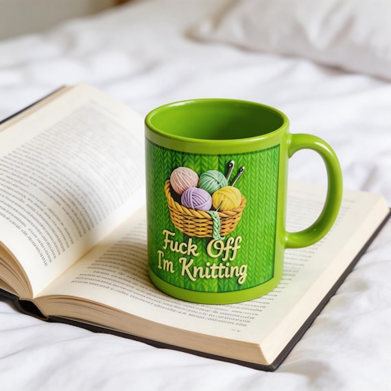 Funny Knitting Mug | I'm Knitting Coffee Cup | Creative Holiday Gift | Ceramic Mug for Knitting Lovers | Modern Art Knitting Gift