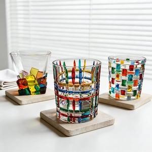 Crystal Glass Tumbler | Luxury Colorful Drinkware | Gift for Couples | Prism Water Whiskey Glass |Rainbow Stained Glass Style Drinking Glass image 10