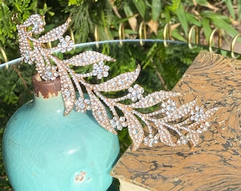 Diademe mariage feuilles et rose gold et strass, diademe mariage princesse, accessoire cheveux mariage, bijoux de cheveux, couronne mariage