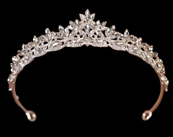 Koninklijke bruiloft tiara, zilveren kristallen tiara, luxe prinses bruiloft tiara, bruiloft haartoebehoren, bruiloft sieraden, bruiloft tiara