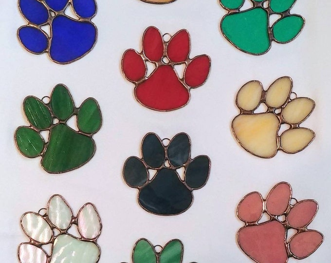 Stained Glass Dog Paws Puppy Paw Prints Glass Art by Sarah Etsy