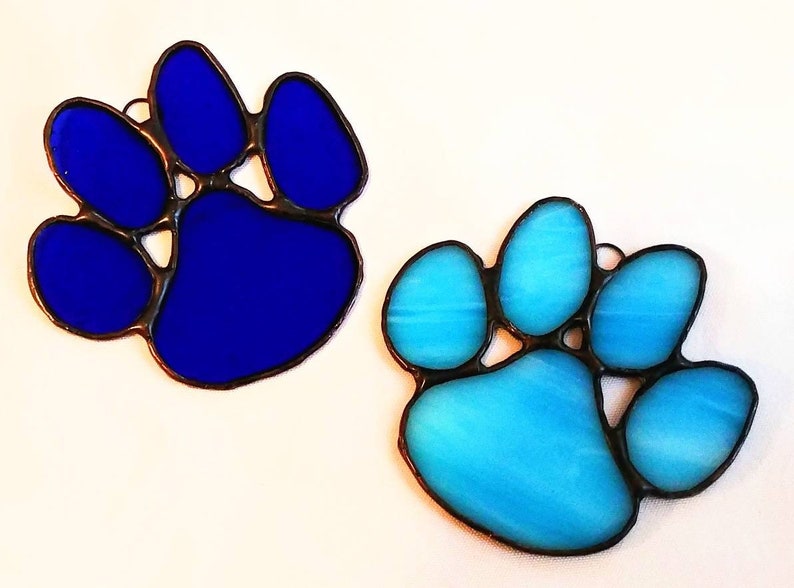 Stained Glass Dog Paws Glass Art by Sarah Segovia Dog Paw Etsy