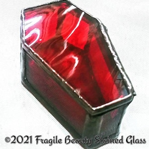 Miniature Stained Glass Coffin Box - Mini Trinket Coffin Boxes - Stained Glass Art by Sarah Segovia - Handmade Coffin Box - Memento Mori
