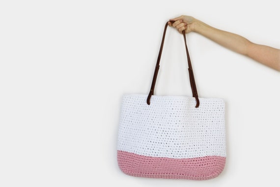 pink crochet bag