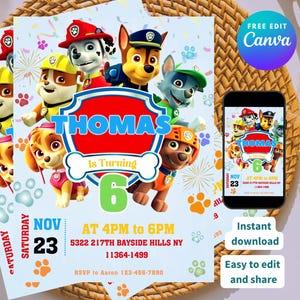 Editable Birthday Invitation Template, Printable Birthday Party Invitation, Digital Kids Party Invite,Template Evite Bday editable cards