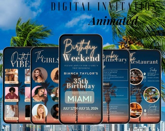 Birthday Weekend, itinerary template, travel itinerary,Birthday weekend Invitation, Weekend Itinerary, Digital itinerary, Girls trip, canva