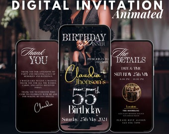 55th birthday invitation, 55th birthday, 55th birthday women, 55th birthday invite, magazine invitation,  birthday dinner invitation