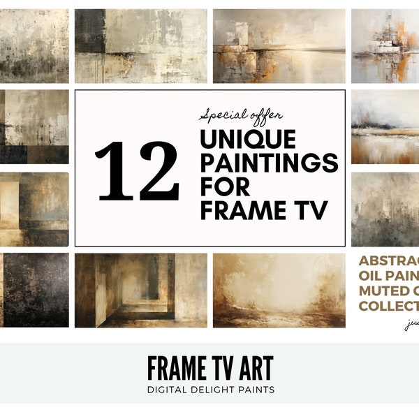 Vintage Abstract Set of 12 TV Art, Muted Colors Frame TV Bundle, Vintage Art Collection, Oil Painting Broun Tones Digital Download Frame TV