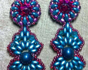 Tutorial for Tahitian Earrings with Super Duo Beads