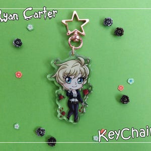 Ryan Carter KeyChain / KeyChain mit Stern-Anhänger, Rose Gold / Epoxy, beidseitig / Anime KeyChain