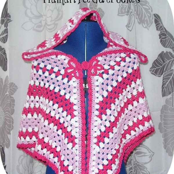 Charlotte Hooded Cape crochet pattern for 4 to 6 years old girls