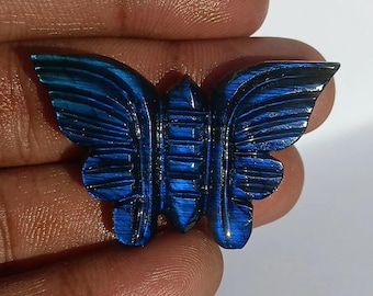 Blue Labradorite Butterfly Carving | Hand-Polished Gemstone Decor