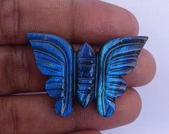 Blue Labradorite Butterfly Carving | Hand-Carved Gemstone Decor