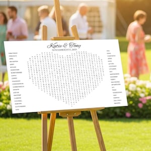 Poster di ricerca di parole per matrimoni: gioco personalizzabile per la festa nuziale