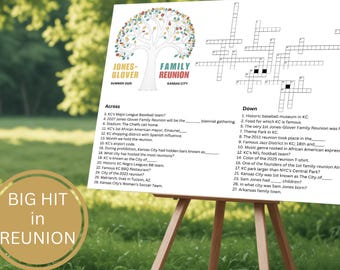 Custom Family Reunion Crossword Puzzle Poster: Personalized Reunion Game