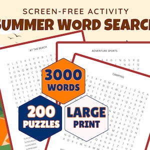 Printable Summer Word Search: 200 Puzzles for All Ages (Digital Download)