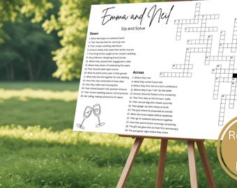 Custom Wedding Crossword Puzzle: Sip and Solve Reception Game (Digital Download)