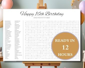 Personalized Birthday Word Search Puzzle: Custom Party Game (Digital Download)