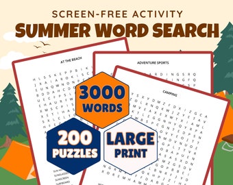 Printable Summer Word Search: 200 Puzzles for All Ages (Digital Download)