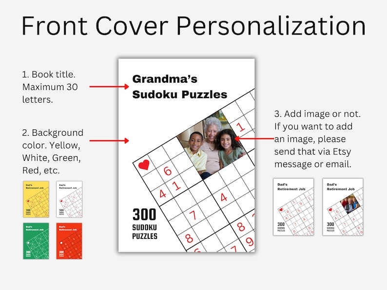Custom Sudoku Book. Personalized Book Gift. Sudoku Puzzle. Custom Puzzle Gift. Customizable Brain Game Book. Anniversary Gift for Him or Her