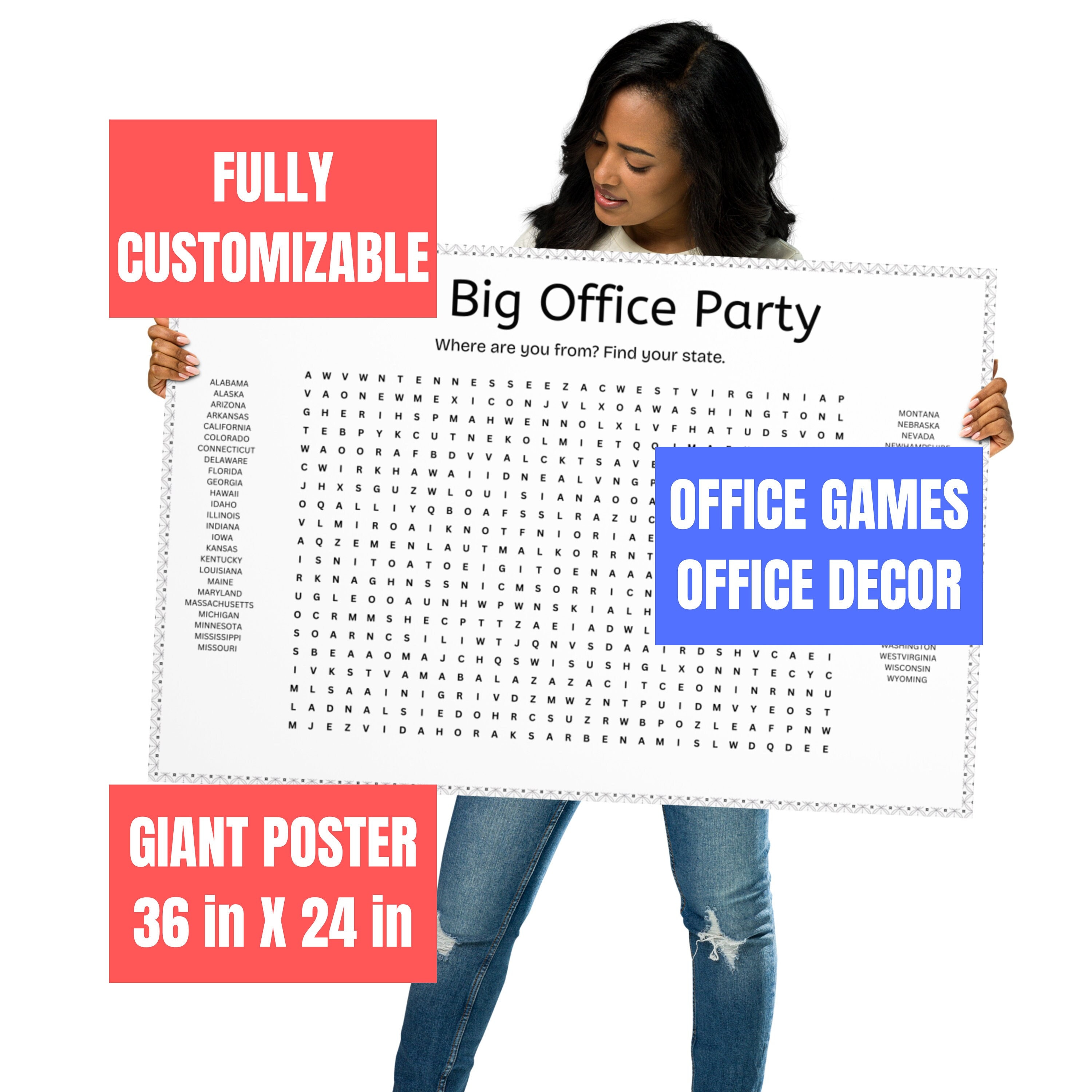 Customizable Giant Word Search Poster: Office Party Game