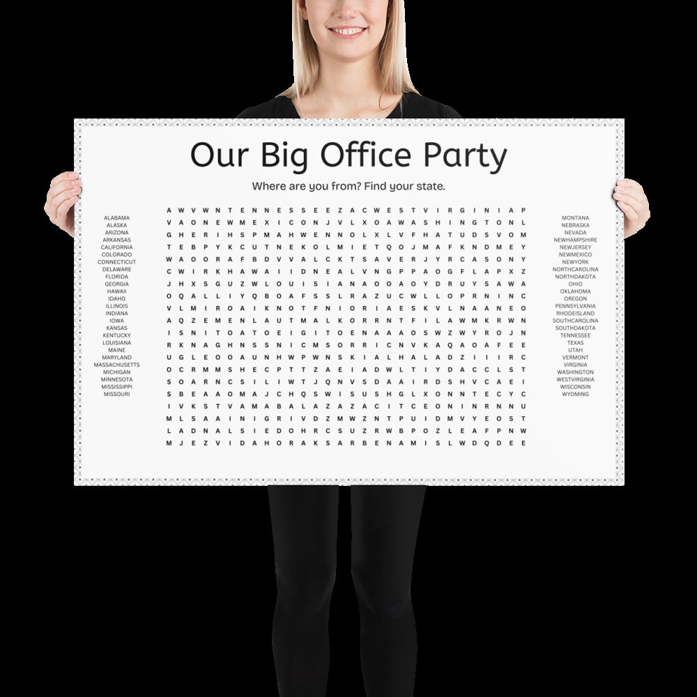 Personalized Custom Giant Word Search Printable Poster. Birthday Party ...