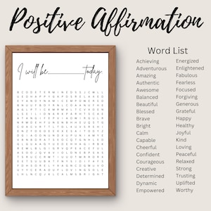 Positive Affirmation Word Puzzle Art Print: Inspirational Decor