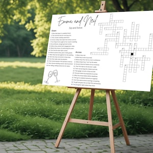 Custom Crossword Puzzle for Wedding Reception Games. Giant Crossword Puzzle Poster Foam Board for Wedding Activity