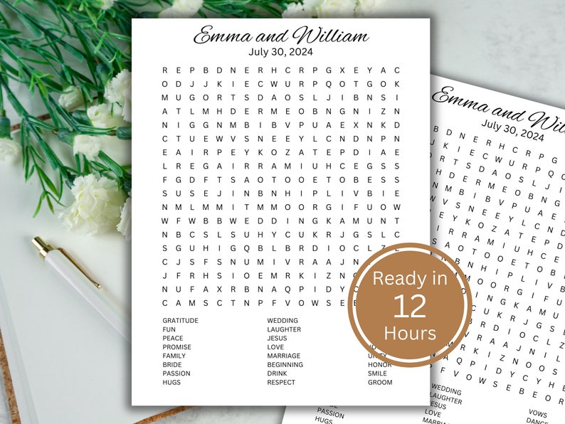 Customizable Wedding Word Search. Printable Wedding Games. Small Word ...