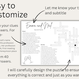 Custom Crossword Puzzle for Wedding Reception Games. Giant Crossword Puzzle Poster Foam Board for Wedding Activity