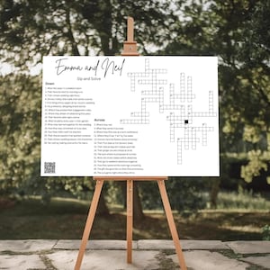 Custom Crossword Puzzle for Wedding Reception Games. Giant Crossword Puzzle Poster Foam Board for Wedding Activity