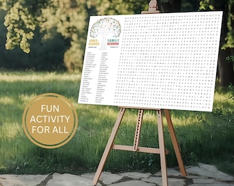 Custom Family Reunion Word Search Puzzle Poster: Personalized Game Night Activity