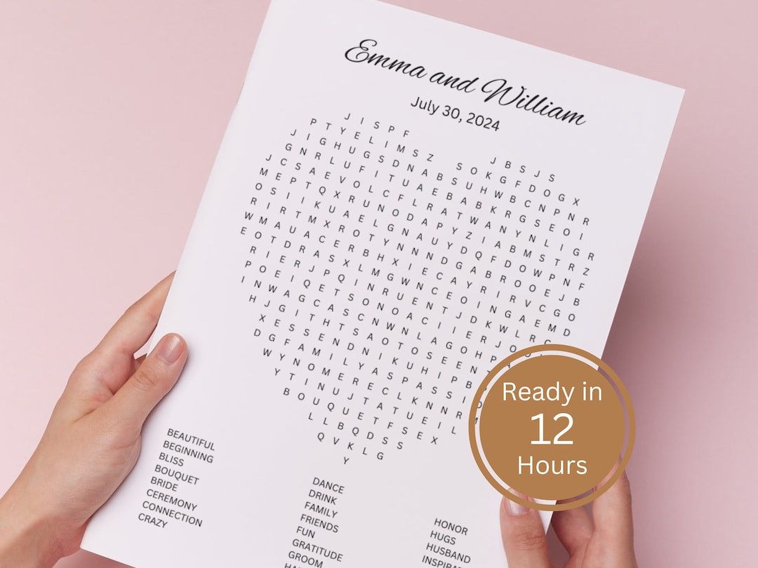 Customizable Wedding Word Search. Printable Wedding Games. Small Word ...