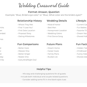 Custom Crossword Puzzle for Wedding Reception Games. Giant Crossword Puzzle Poster Foam Board for Wedding Activity