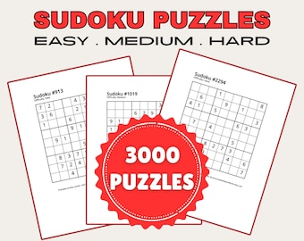Sudoku Puzzle Book: 3000 Easy to Hard Puzzles (Printable PDF)