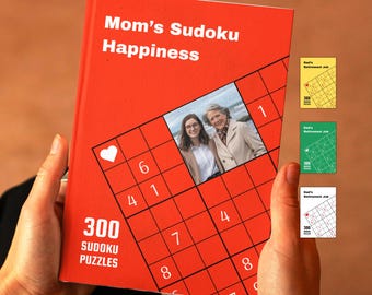 Spersonalizowana książka z łamigłówkami Sudoku: spersonalizowany prezent ze zdjęciem, 300 łamigłówek