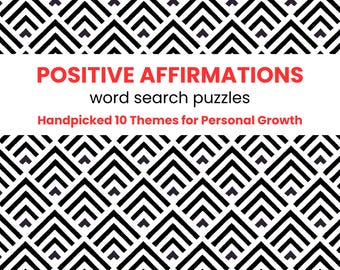 Positive Affirmations Word Search. Confidence Building Activity. Personal Growth Digital Puzzles.