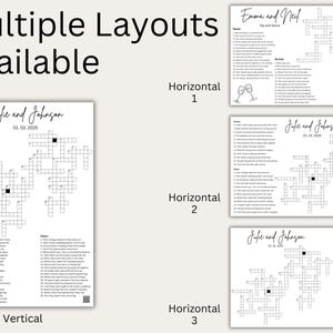 Custom Crossword Puzzle for Wedding Reception Games. Giant Crossword Puzzle Poster Foam Board for Wedding Activity