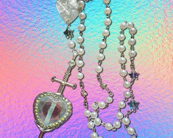Rockstar Y-Necklace with Sword Heart Pendant