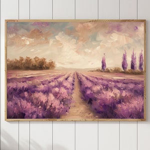 Lavender field wall art, Printable oil painting, DIGITAL DOWNLOAD