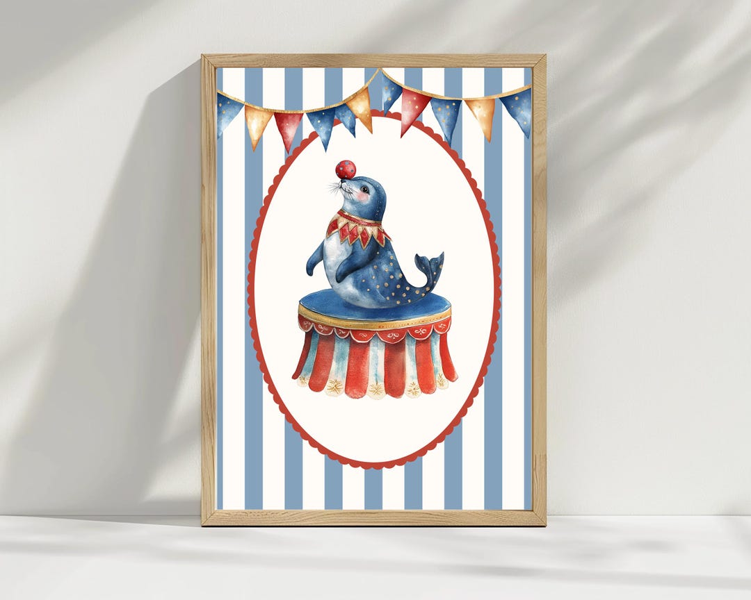 Watercolor Circus Nursery Wall Art, Set of 6 Circus Animals, Watercolor ...