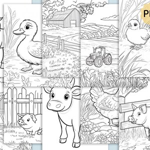 50 Farm Animals Coloring Pages for Kids (printable PDF) - Etsy