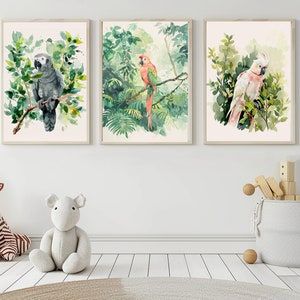 Tropical Parrots Wall Art, Printable Wall Decor, DIGITAL DOWNLOAD, Commercial use
