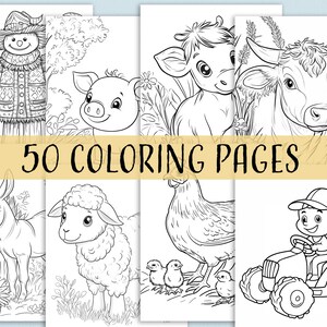 50 Farm Animals Coloring Pages for Kids (printable PDF) - Etsy