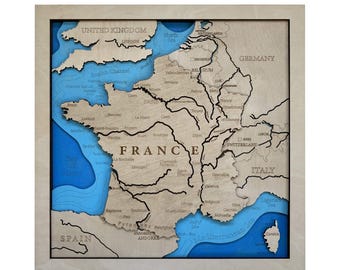 Art mural carte de France 3D en bois : décoration d'intérieur rustique française